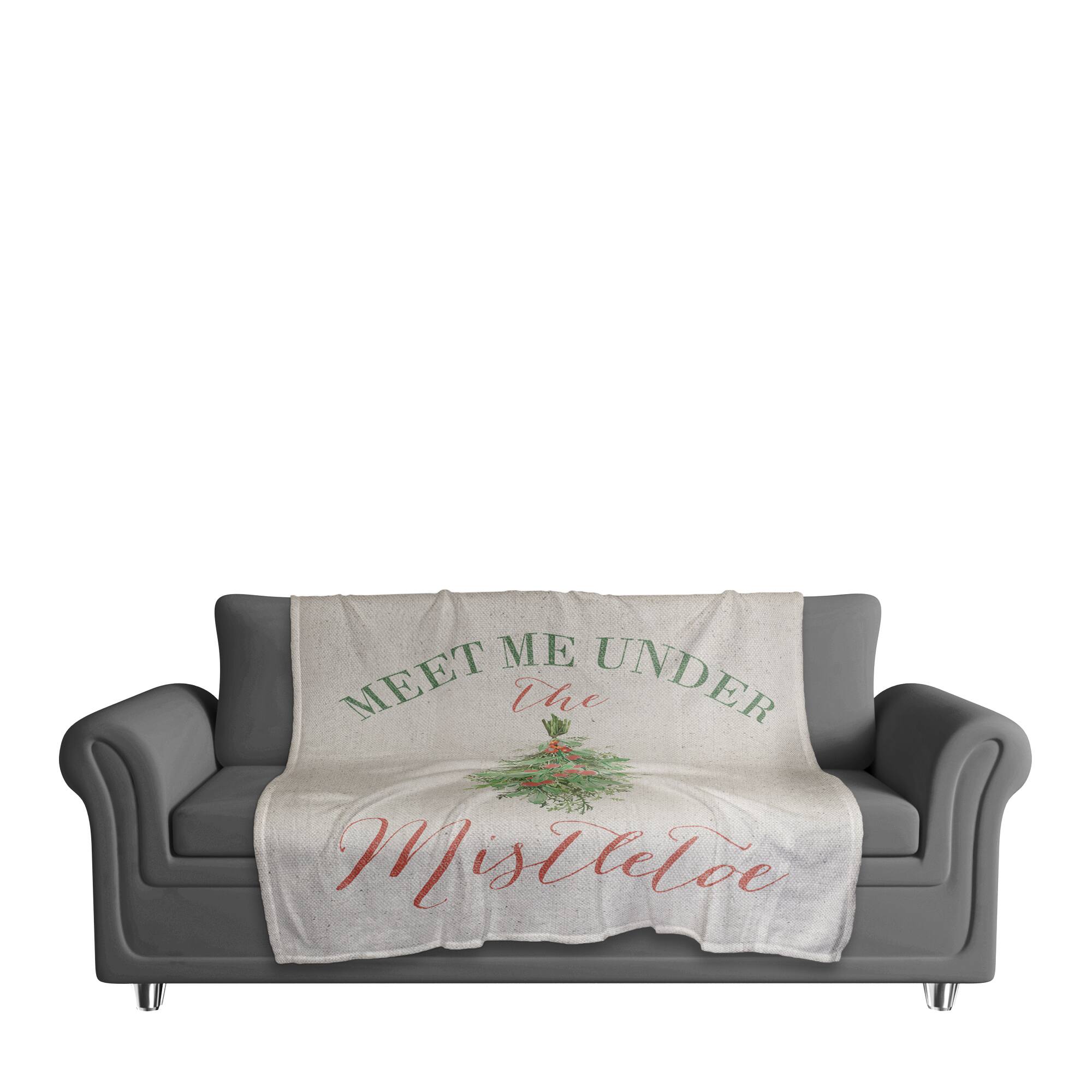 Meet Under Mistletoe 50x60 Coral Fleece Blanket